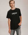 Playera Fit Regular Estampada Negra,NEGRO